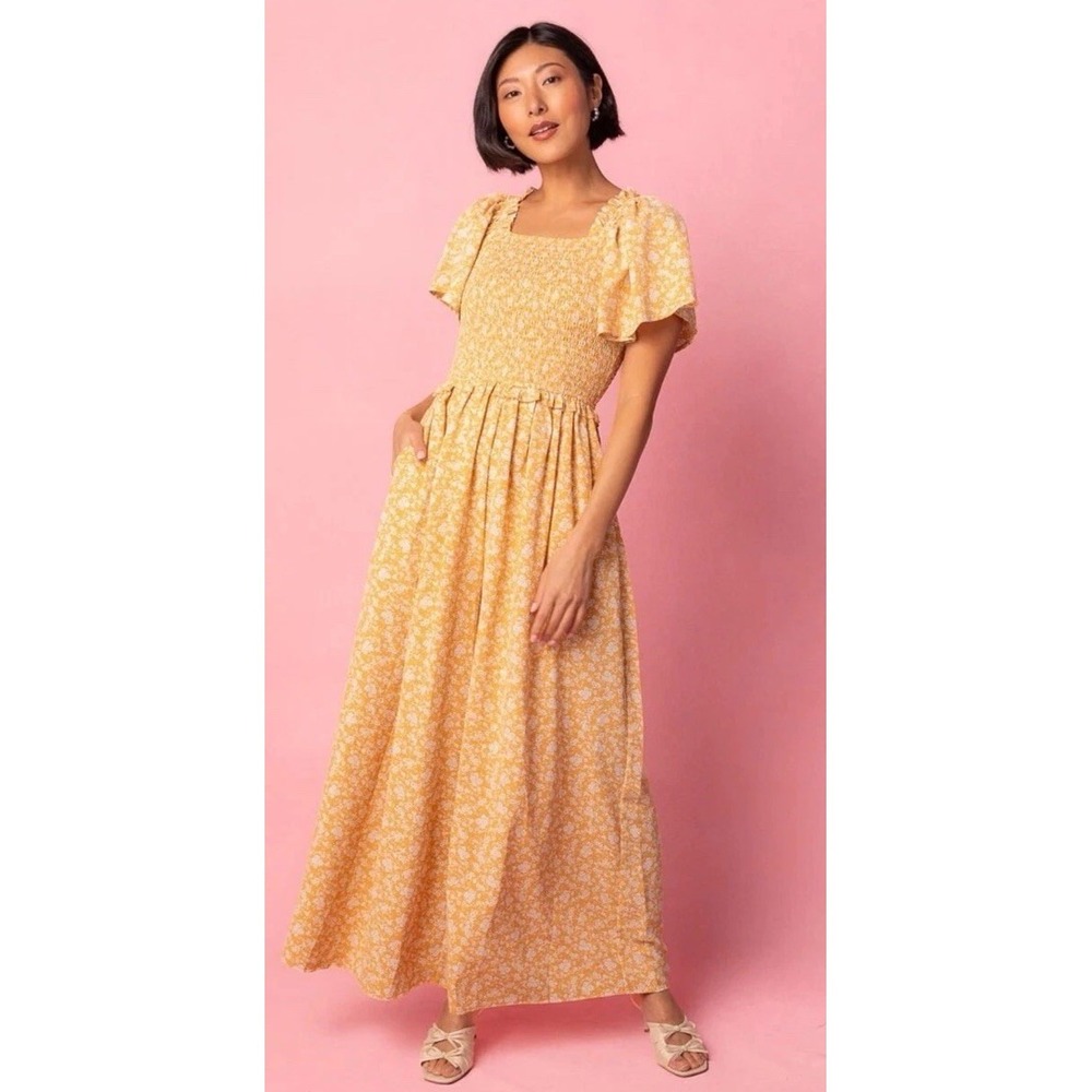 Ivy City Co Indie Jumpsuit Yellow Floral Size 4X